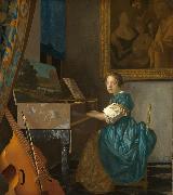 Jan Vermeer Young Woman Seated at a Virginal (mk08) oil painting